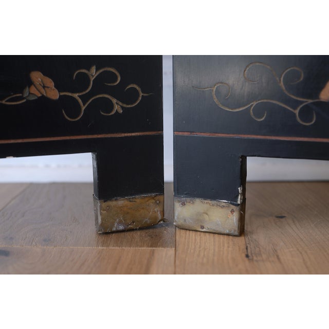 Vintage Asian Gold Leaf Coromandel 4-Panel Folding Screen With Birds in Nature Scenes For Sale - Image 14 of 18