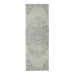 Green Overdyed Vintage Runner - 2`6″ X 7`7″ For Sale