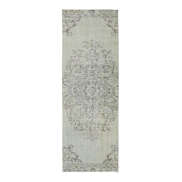 Green Overdyed Vintage Runner - 2`6″ X 7`7″ For Sale