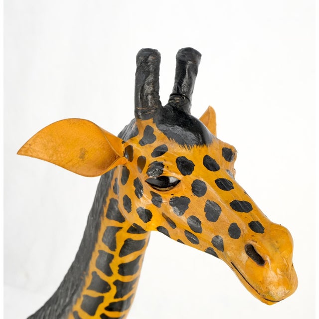 Large Tooled Leather Sculpture of a Giraffe For Sale - Image 10 of 16