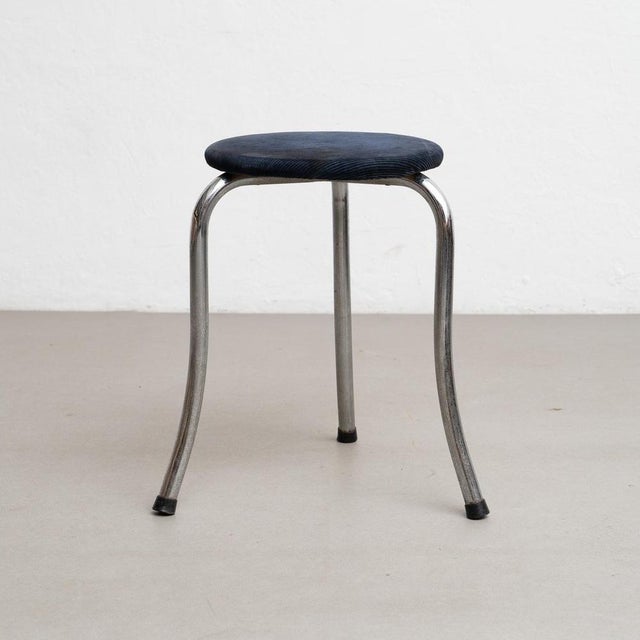 Blue Bauhaus Low Stool, Germany, 1940s For Sale - Image 8 of 11