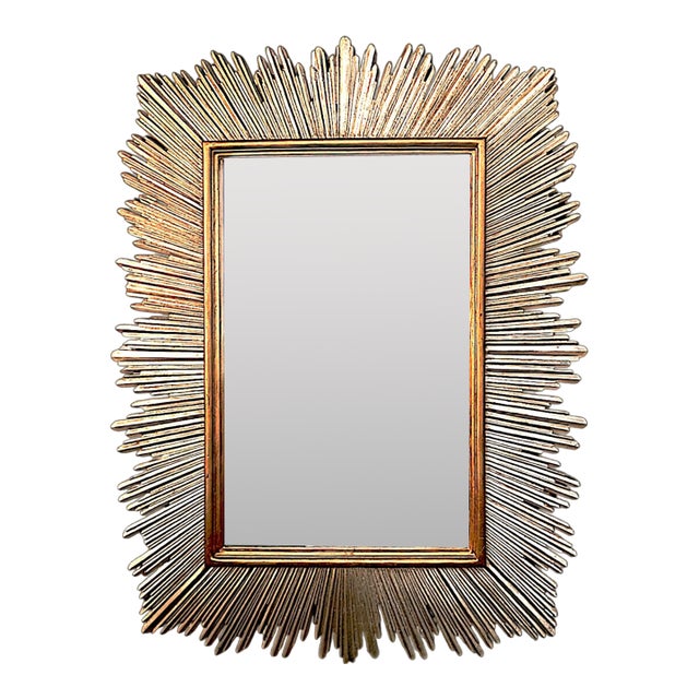 1980s Monumental Maitland-Smith Art Deco Inspired Gilt Sunburst Mirror 88" X 69" For Sale