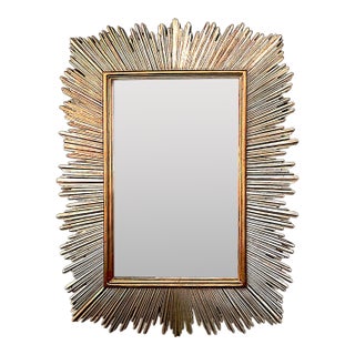 1980s Monumental Maitland-Smith Art Deco–Inspired Gilt Sunburst Mirror 88" X 69" For Sale