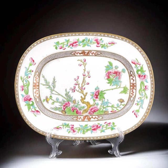 Antique English Porcelain Serving Platter from Befos, 1800s For Sale - Image 10 of 10