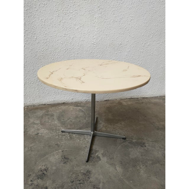 Mid-Century Danish Metal and Faux Marble Table, 1970s For Sale - Image 4 of 6
