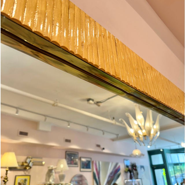 Wood Vintage Karl Springer Style Bamboo Mirror For Sale - Image 7 of 8