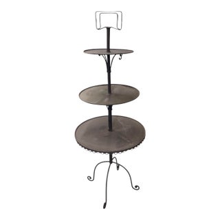 Vintage 3-Tier Dark Bronze Metal Plant Stand & Tiered Display Tower For Sale