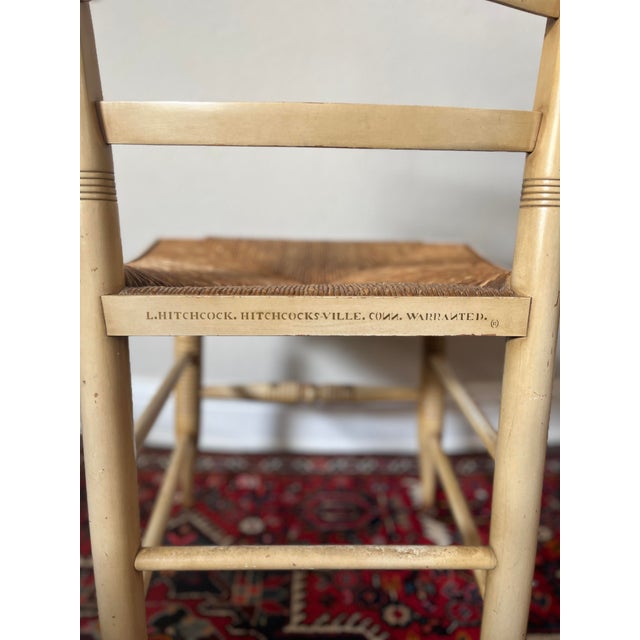 Vintage Lambert Hitchcock Hitchcocks-Ville Conn. Warranted Woven Rush Seat Chair, Side Chair For Sale - Image 10 of 12