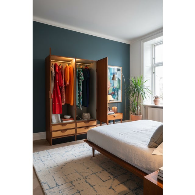 Vintage Danish Wardrobe in Teak and Oregon Pine by Gunni Omann for Omann Jun, 1960s For Sale - Image 13 of 18
