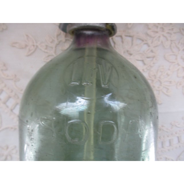 Vintage 1930’s Green Argentina Handmade Glass & Metal Soda/Seltzer Bottle For Sale - Image 18 of 18