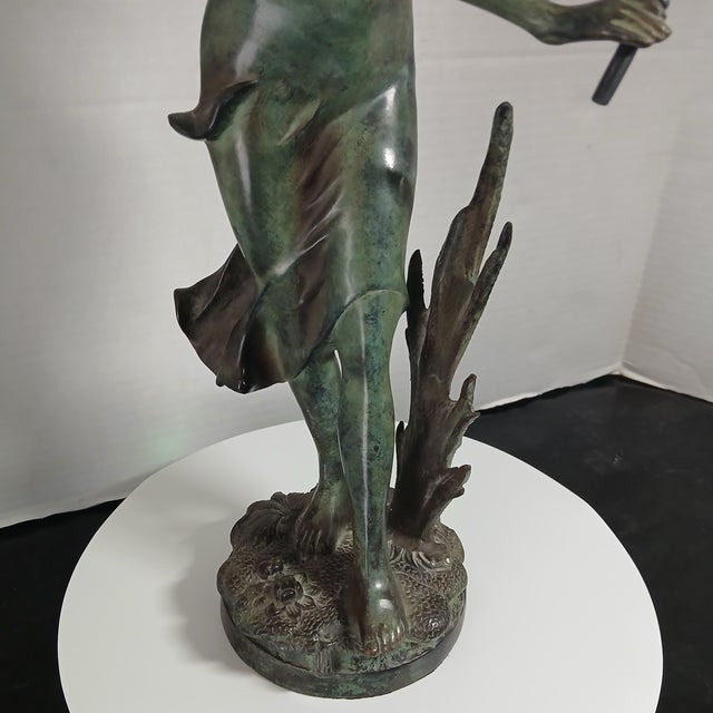 Late 20th Century Bronze Sculpture Young Girl With Her Birds Art Nouveau Style For Sale - Image 4 of 4