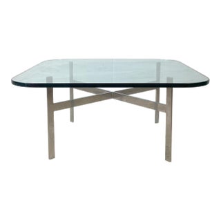 Vintage Mies Van Der Rohe Barcelona-Style Chrome & Glass Coffee Table — 1970s–80s, 36" Square For Sale