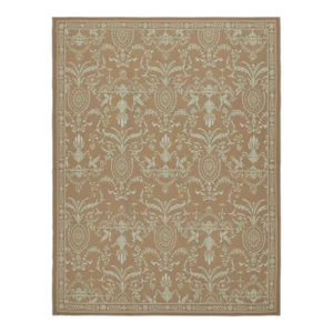Rug & Kilim’s Aubusson Style Flatweave Rug in Brown With Beige Floral Patterns