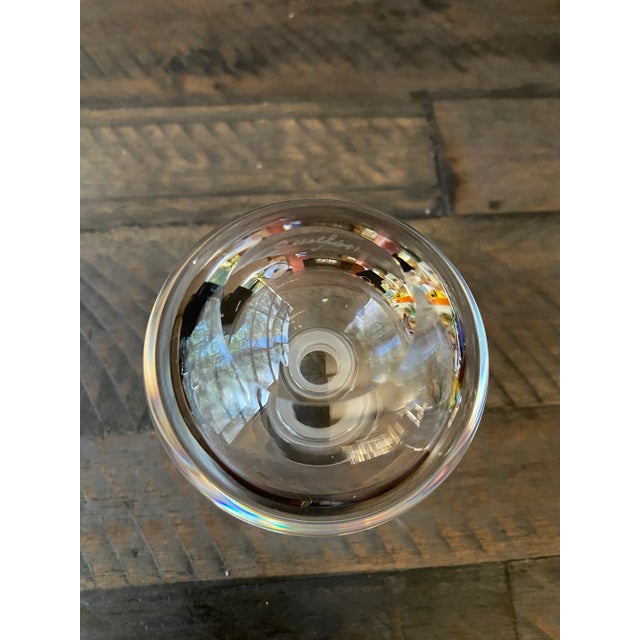 Art Deco 1950s Orrefors Sweden Crystal Perfume Bottle Heart Shaped Stopper - Signed For Sale - Image 3 of 4