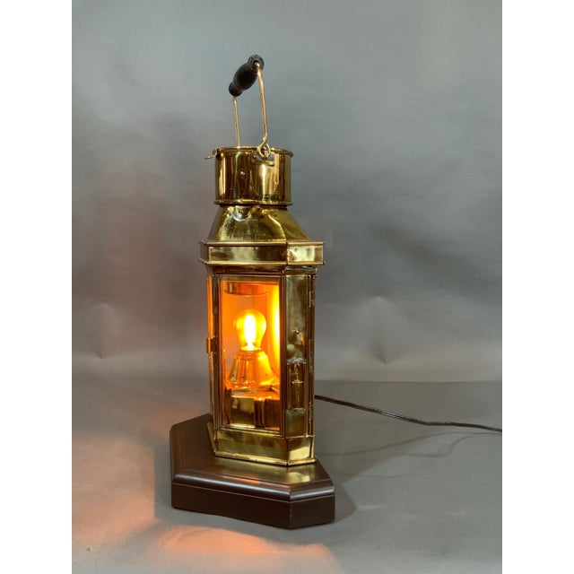 Brown Solid Brass English Ships Cabin Lantern For Sale - Image 8 of 11