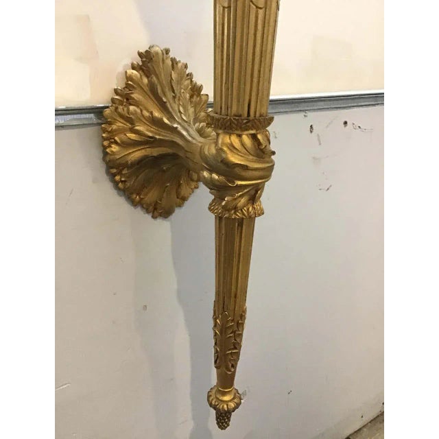 1860s Large French Gilt Bronze Torch Sconces For Sale - Image 10 of 13