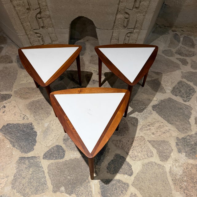 For your consideration, Arthur Umanoff nesting side table set, a mid-century modern classic originally designed by Arthur...