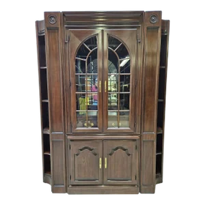 1990s Harden Furniture China Liquor Cabinet Bar Solid Cherry Display Hutch