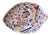 Hand-painted antique Imari leaf plate in fan and flower design // Arita plate // decorative plate // gilt edge // blue and white with orange For Sale