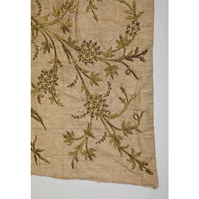 Late 20th Century Vintage Embroidered Botanical Textile Panel With Metallic Thread For Sale - Image 5 of 14