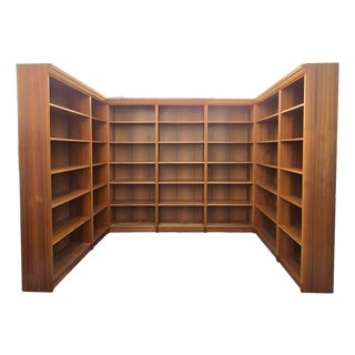 1970s Danish Modern Teak Library Book Shelves W/ Detachable Crown Moulding - Set of 7 For Sale