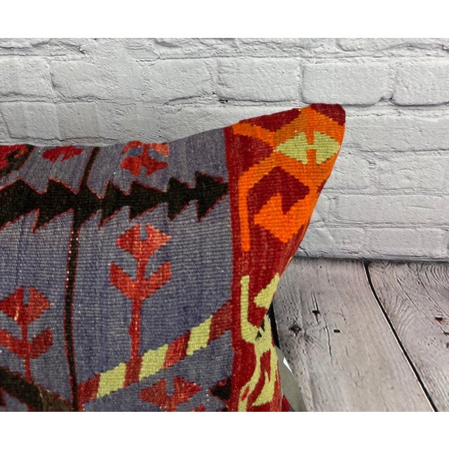 Turkish 16 x 24 Kilim Pillow Turkish Cushion Tapestry Tranquility Pillow Cushion Cover For Sale - Image 3 of 4