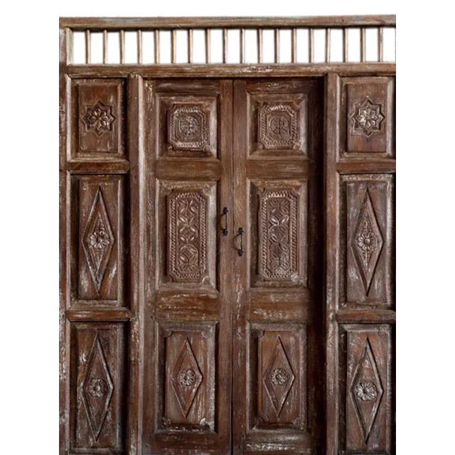 Whitewash Carved Statement Door, Rustic Teak Door, Vintage Indian door, Antique Indian door, Teak wood door, Vintage...