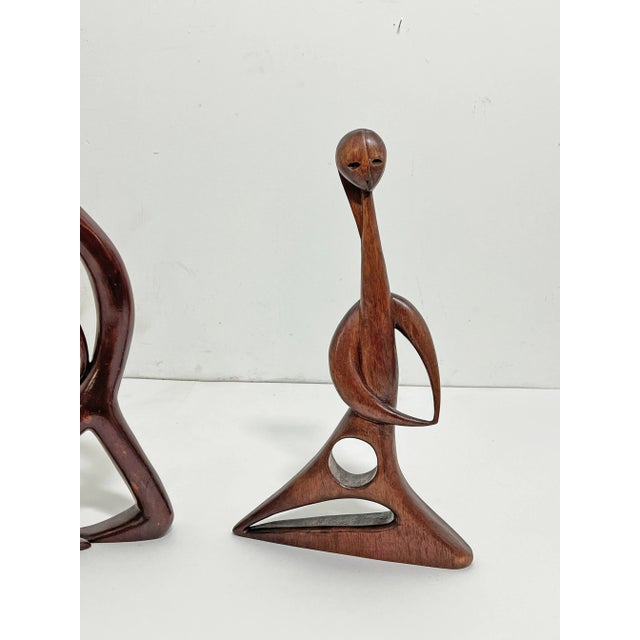 Mid-Century Modern C. 1950s Modernist Carved Abstract Figural Scuptures by Stella Popowski - a Pair For Sale - Image 3 of 11
