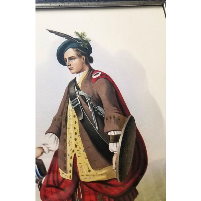 Scottish Highlander Grouping With Map and Crests Framed in Black Wood Veneer With Silver Edges - Set of 15 For Sale - Image 9 of 13