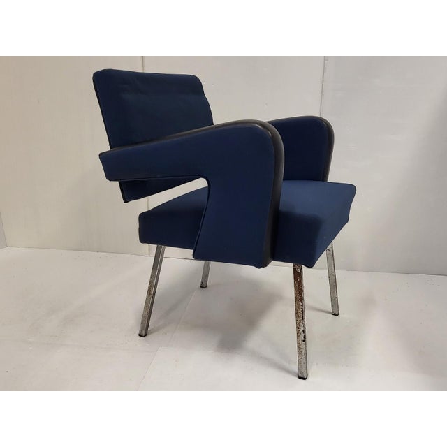 Blue President Chairs by Jacques Adnet, 1950s, Set of 2 For Sale - Image 8 of 13