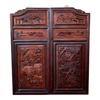Hand Carved Chinese Doors, Pair For Sale
