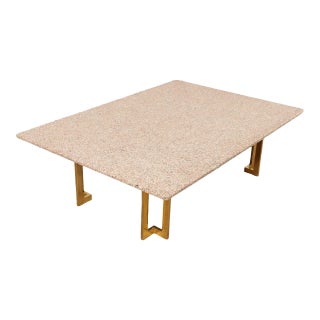 Modern Vintage Brass & Granite Coffee Table For Sale