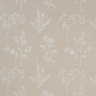 Sample - Schumacher Lisbeth Embroidered Sisal Wallcovering In Pearl For Sale