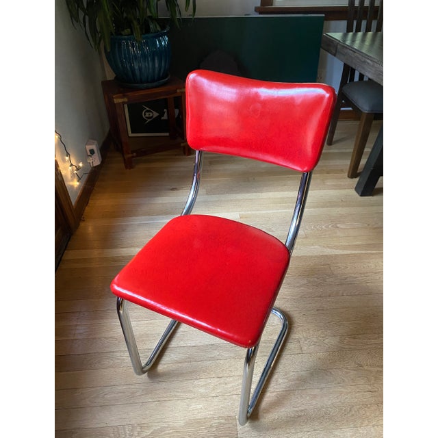 1930s Kem Webber Lloyd Red Vinyl Art Deco Lounge Chair For Sale - Image 9 of 12