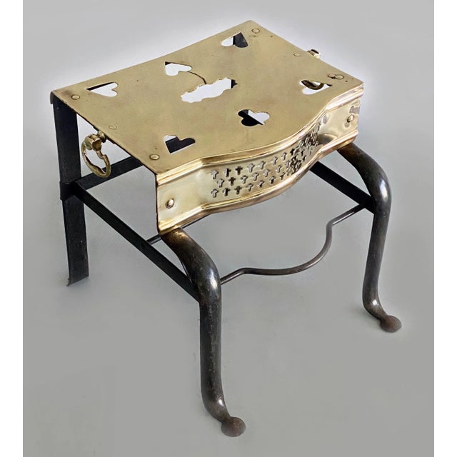 Metal Antique Brass and Iron Pierced Trivet For Sale - Image 7 of 9