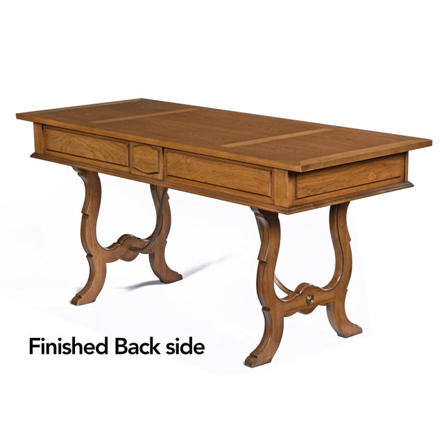 Thomasville Restored Thomasville English Regency Style Pecan Desk or Console With Drawers For Sale - Image 4 of 14