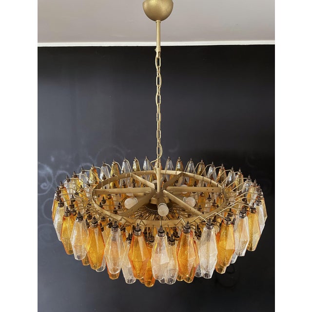 Orange Amber & Clear Poliedri Murano Glass Ceiling Light, 1990s For Sale - Image 8 of 18