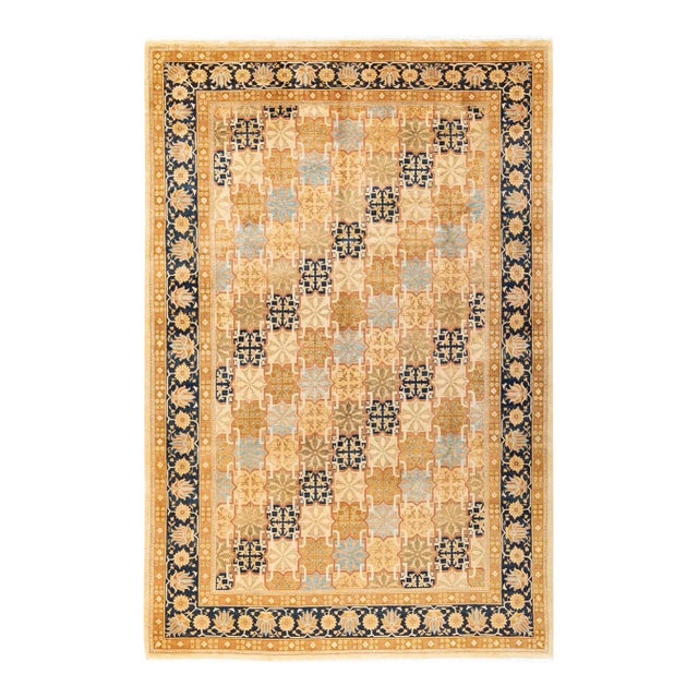 Mogul, One-of-a-Kind Hand-Knotted Area Rug - Ivory, 6' 0" x 9' 0" For Sale