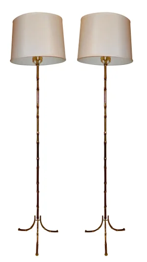 Vintage French Maison Bagues Floor Lamps - Pair