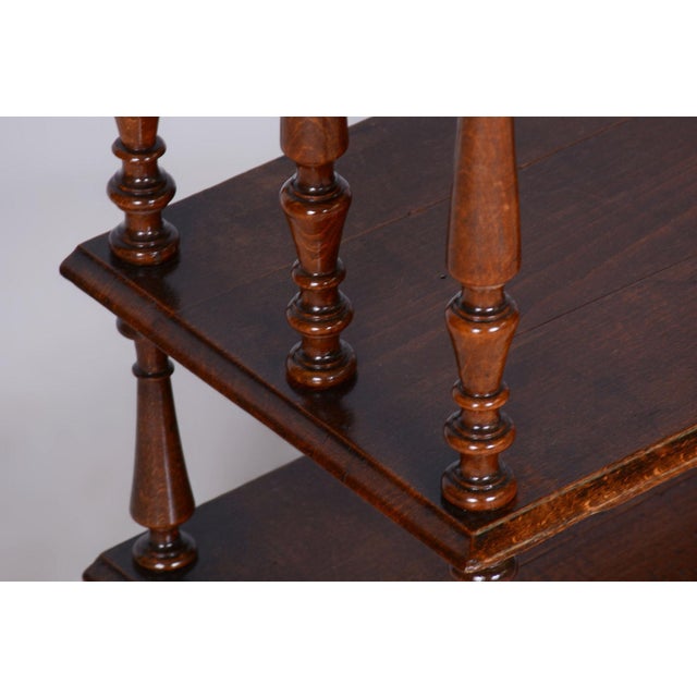 Biedermeier Shelf in Beech & Brass Wheels, France, 1880s For Sale - Image 6 of 13