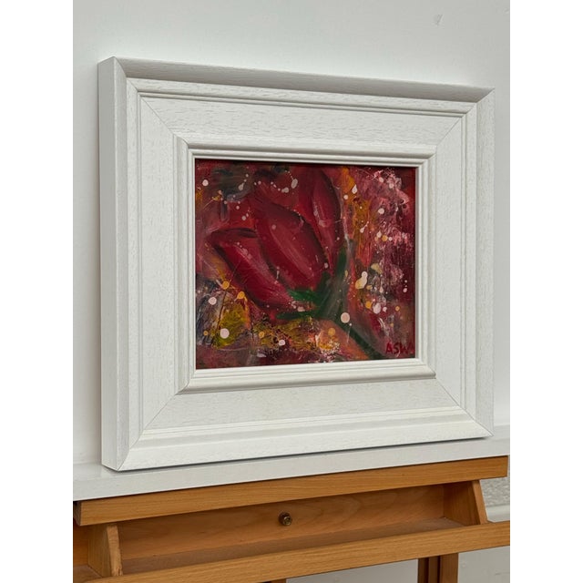 2000 - 2009 Ameryllis Study 2 - Miniature Abstract Floral Canvas Art by Contemporary Artist 2005 For Sale - Image 5 of 12