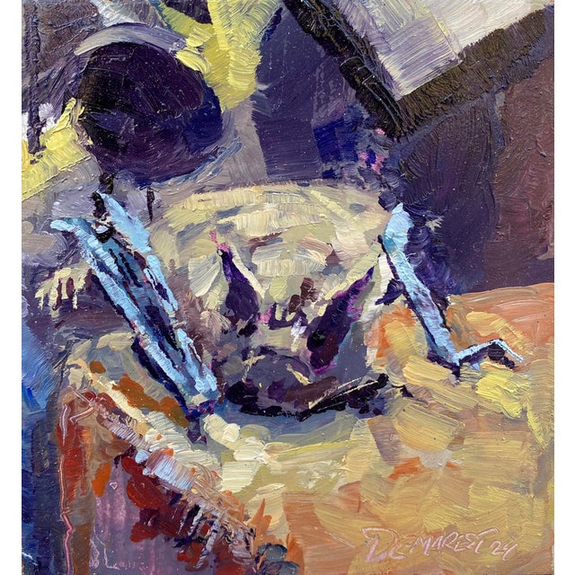 Sugarmill Bat by Delton Demarest | Oil on Panel Painting of a bat resting on a surface For Sale