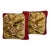 Pair of Antique Hand Stitched Exotic Floral Needlepoint Cushions/Pillows-Red Damask Backing For Sale