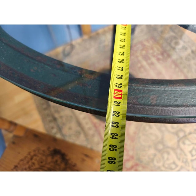 Black Glass Top Table with Cast Iron Industrial Iron Machine Legs, 2010s, Set of 3 For Sale - Image 8 of 18