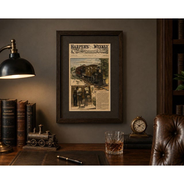 American Thomas Edison & the First Electric Railroad – Menlo Park, New Jersey, Harper's Weekly, 1882 For Sale - Image 3 of 4
