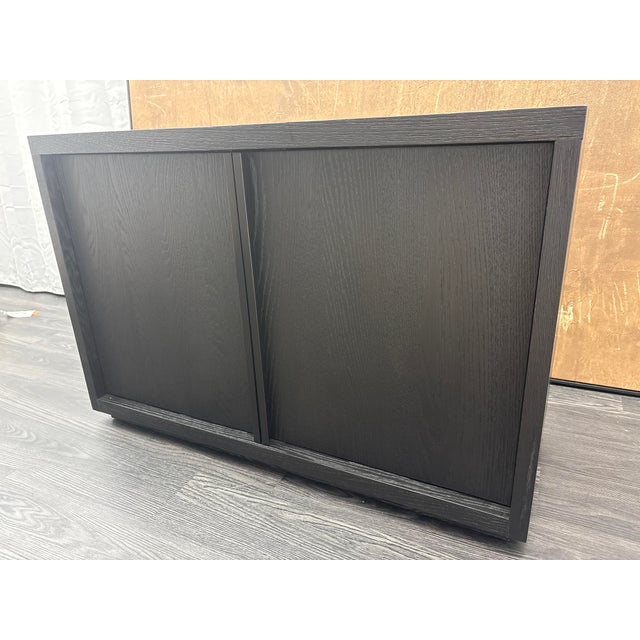 Rh Restoration Hardware Bezier Sideboard – 48" 2-Door Black Oak / Bronze | American White Oak | Designed by the Van Thiels For Sale - Image 16 of 18
