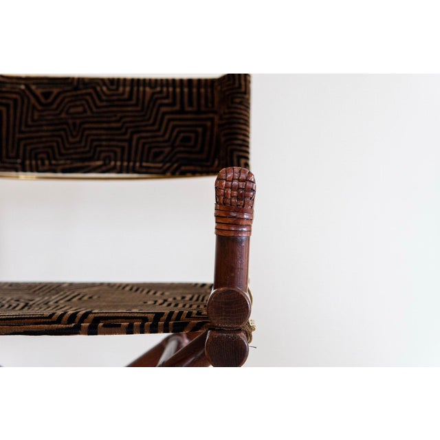 Mid-Century Modern 1970's McGuire Director's X-Chair in Velvet Jacquard For Sale - Image 3 of 11
