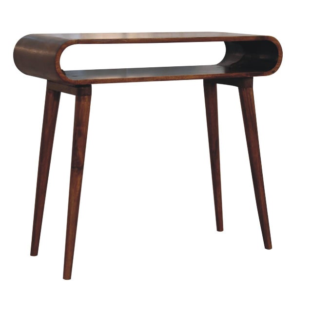 Chestnut-Finish Mango Wood Scandinavian Console Table For Sale In Philadelphia - Image 6 of 7