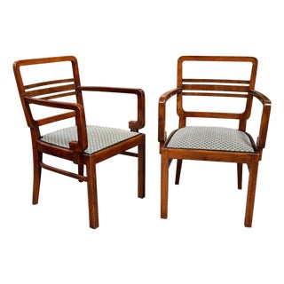 Art Deco Walnut Armchairs, Bohemia, 1930s, Set of 2 For Sale