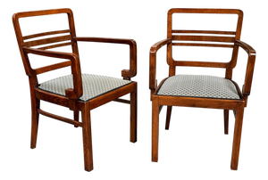 Art Deco Walnut Armchairs, Bohemia, 1930s, Set of 2